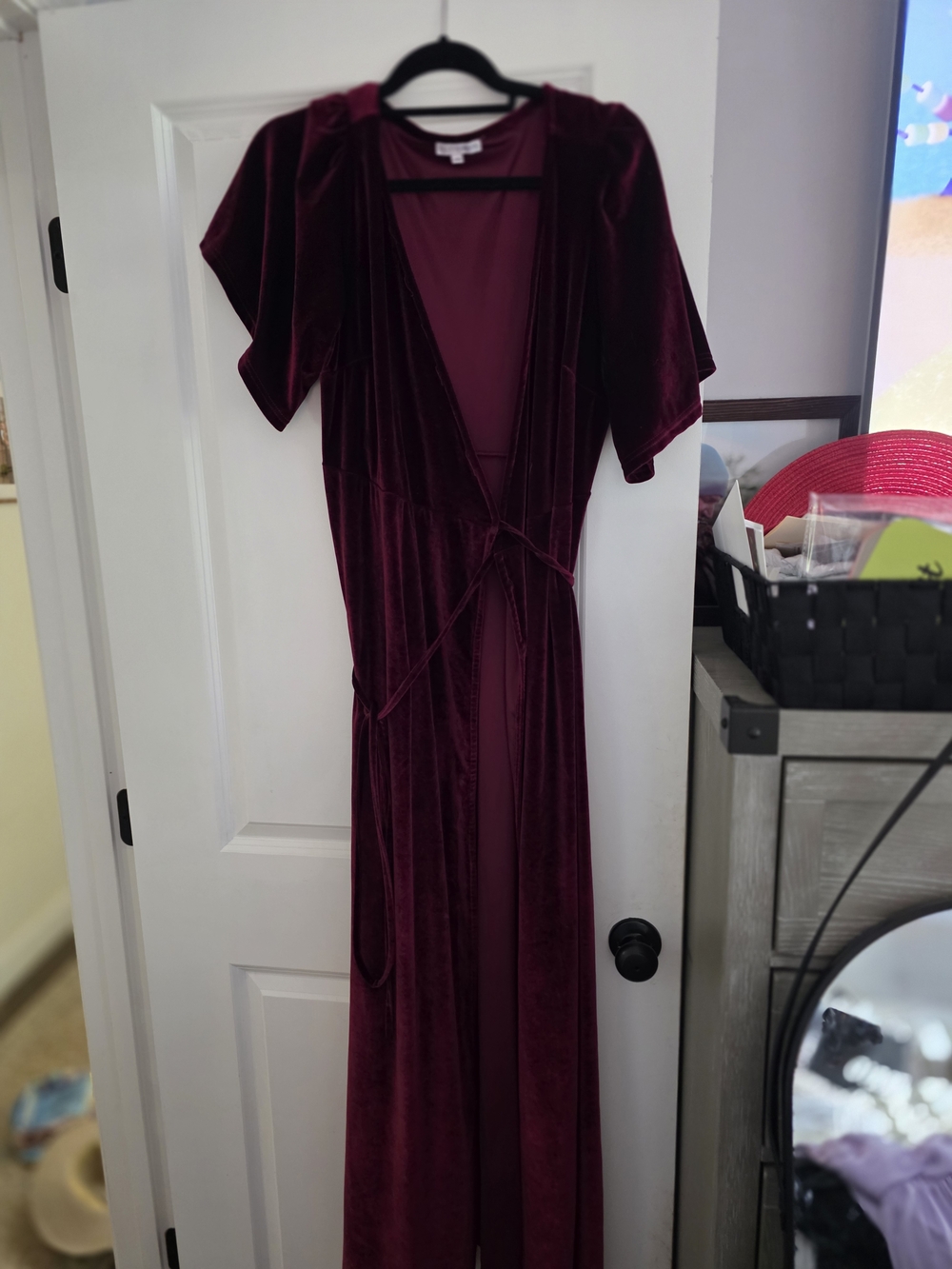 Baltic Born Velvet Wrap Dress in Burgundy